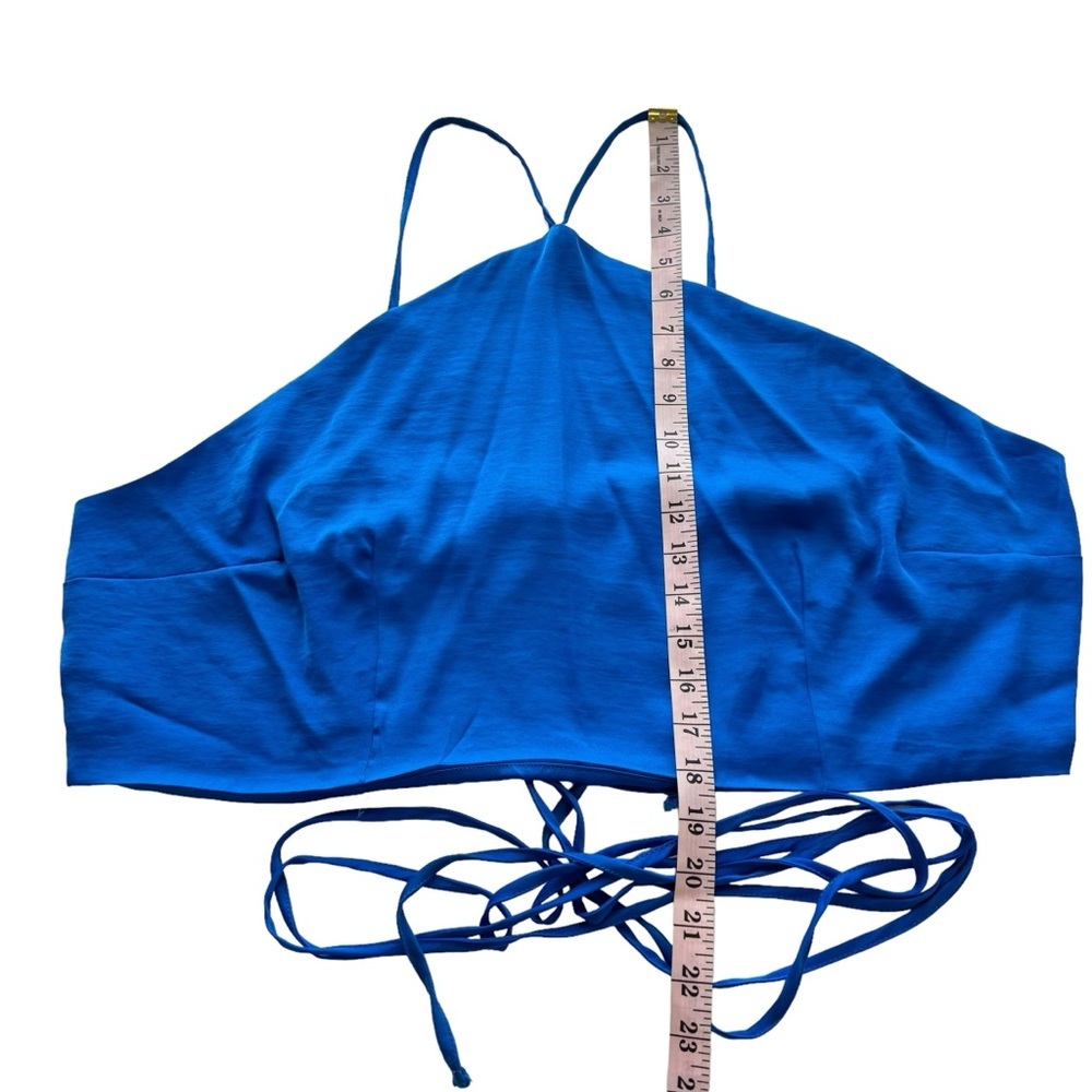 ELOQUII Bundle of 2 Satin Sheen Blue White Strappy Crop Top Plus Size 22 Tie - Picture 16 of 16